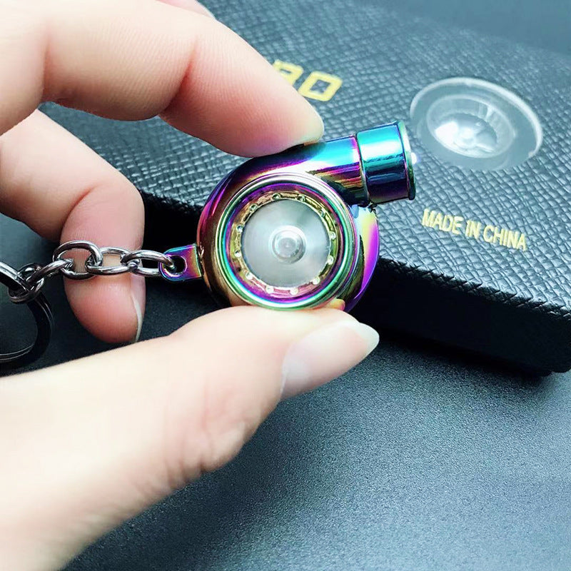Cross-Border Spot Supply Car Turbine Keychain Metal Creative Luminous Led Turbine Car Keychain Pendant