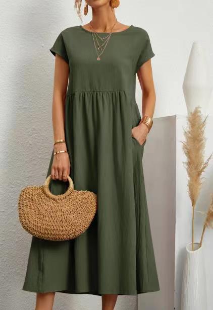 Sleeveless Cotton Linen Pocket Dress