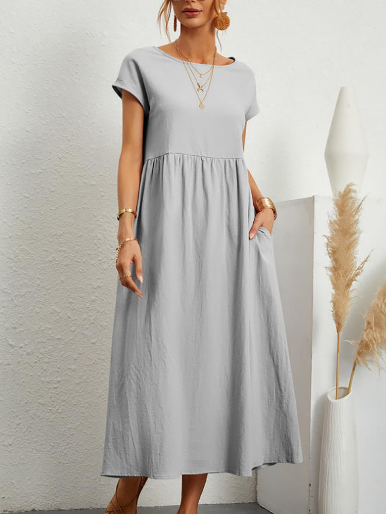 Sleeveless Cotton Linen Pocket Dress