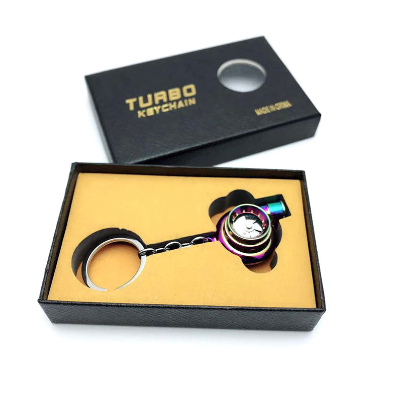 Cross-Border Spot Supply Car Turbine Keychain Metal Creative Luminous Led Turbine Car Keychain Pendant