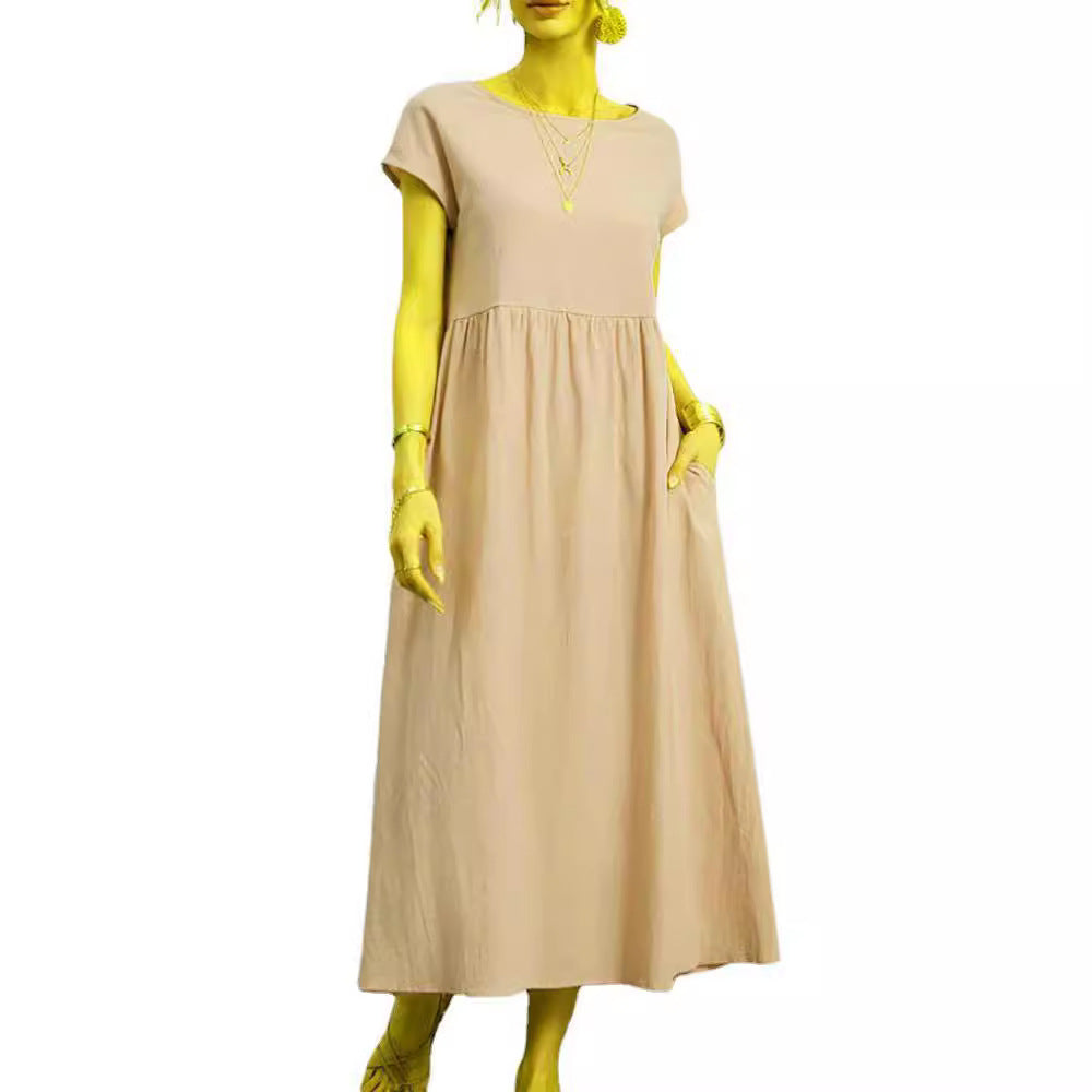 Sleeveless Cotton Linen Pocket Dress