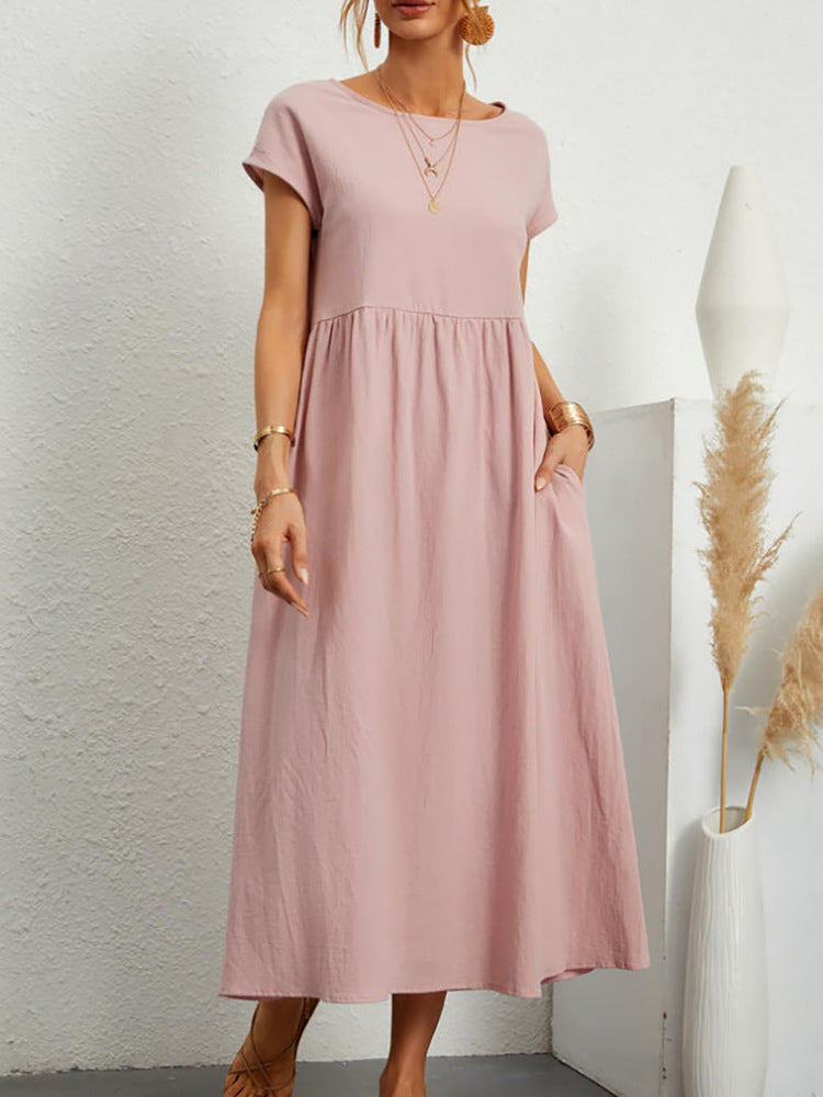 Sleeveless Cotton Linen Pocket Dress