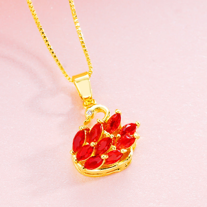 Brass Gold Plated Swan Jewelry Set