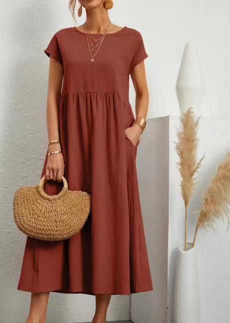 Sleeveless Cotton Linen Pocket Dress