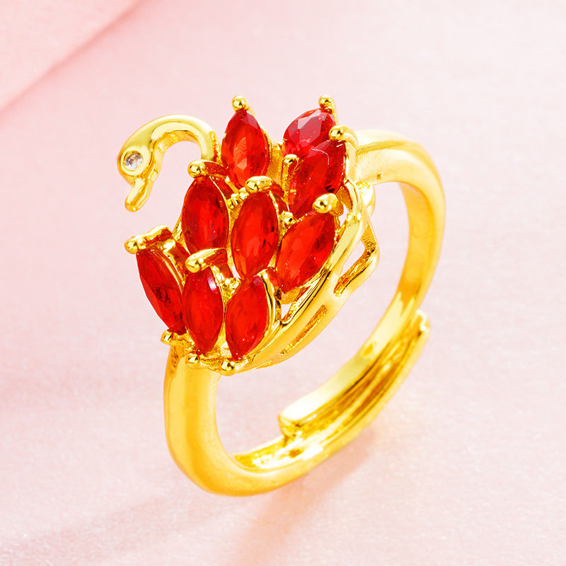 Brass Gold Plated Swan Jewelry Set