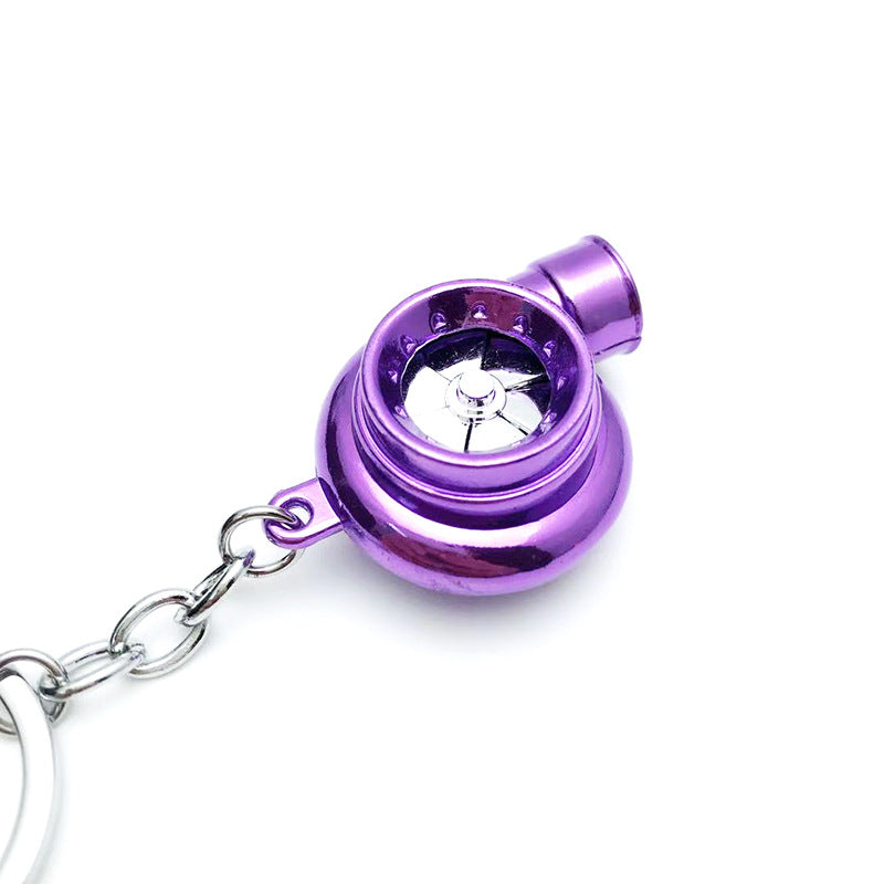 Cross-Border Spot Supply Car Turbine Keychain Metal Creative Luminous Led Turbine Car Keychain Pendant
