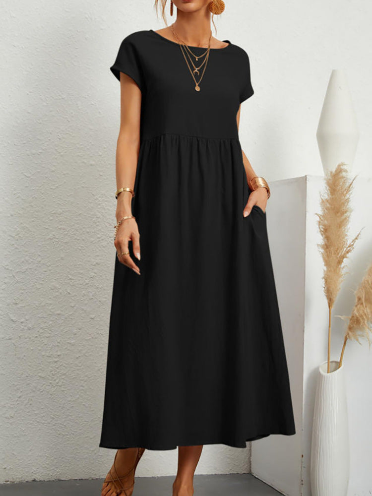 Sleeveless Cotton Linen Pocket Dress
