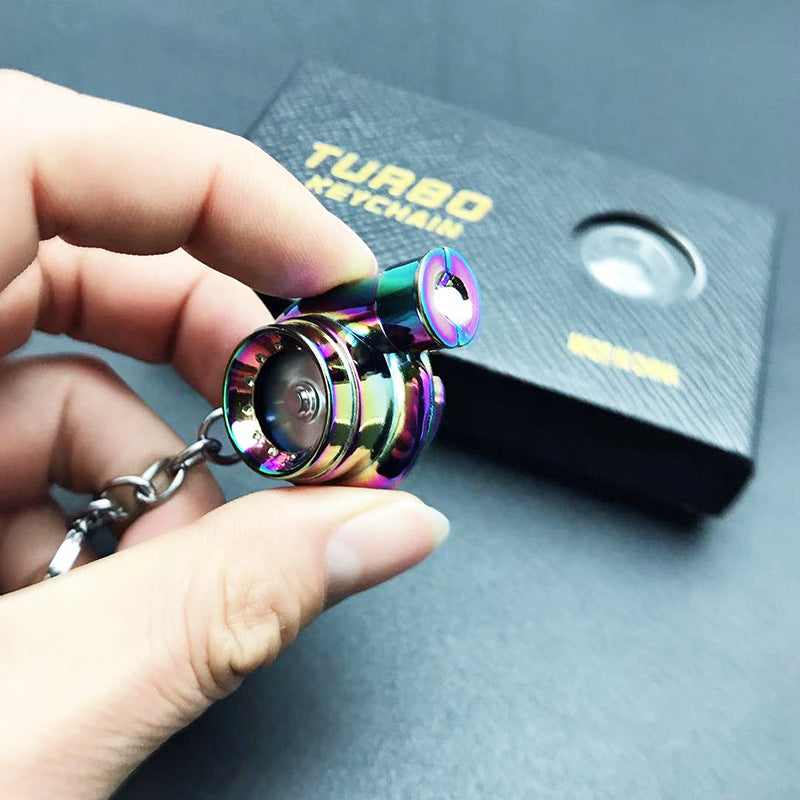 Cross-Border Spot Supply Car Turbine Keychain Metal Creative Luminous Led Turbine Car Keychain Pendant