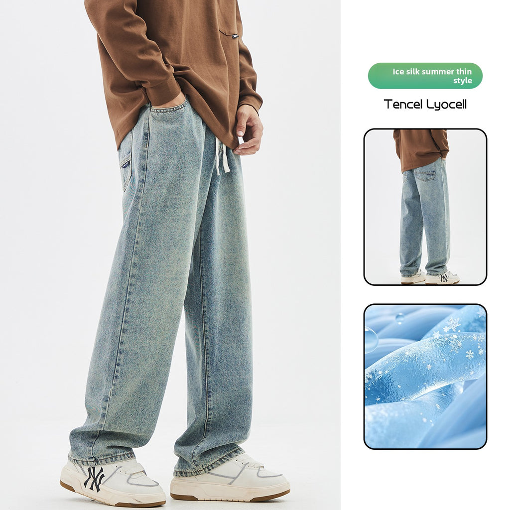 Retro Ice Silk Denim Pants
