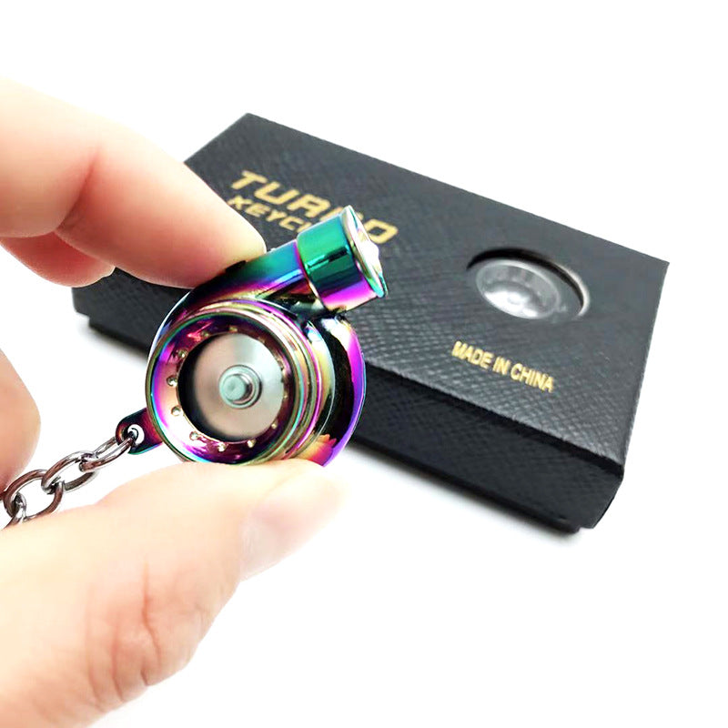 Cross-Border Spot Supply Car Turbine Keychain Metal Creative Luminous Led Turbine Car Keychain Pendant