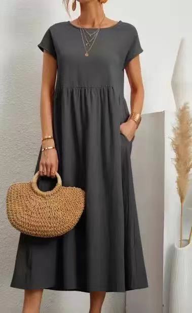 Sleeveless Cotton Linen Pocket Dress