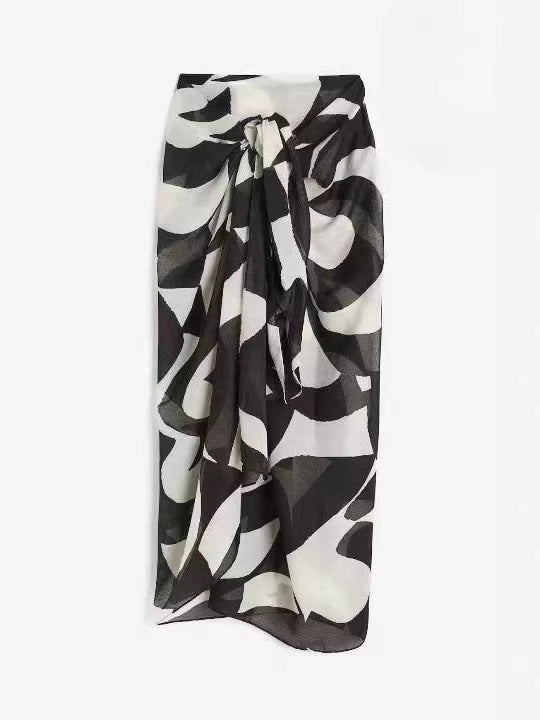 Womens Chiffon Printed Midi Skirt