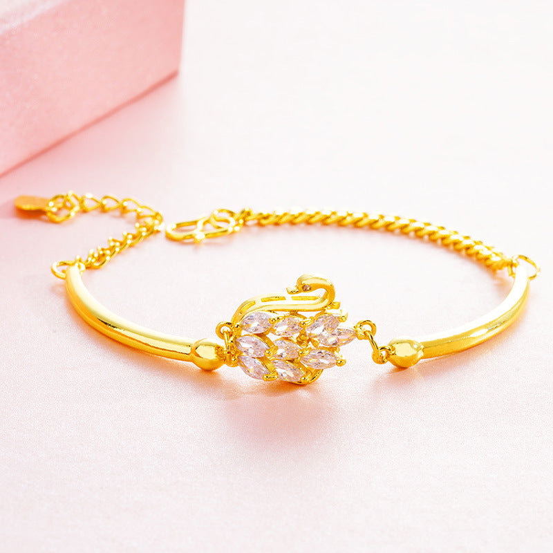 Brass Gold Plated Swan Jewelry Set