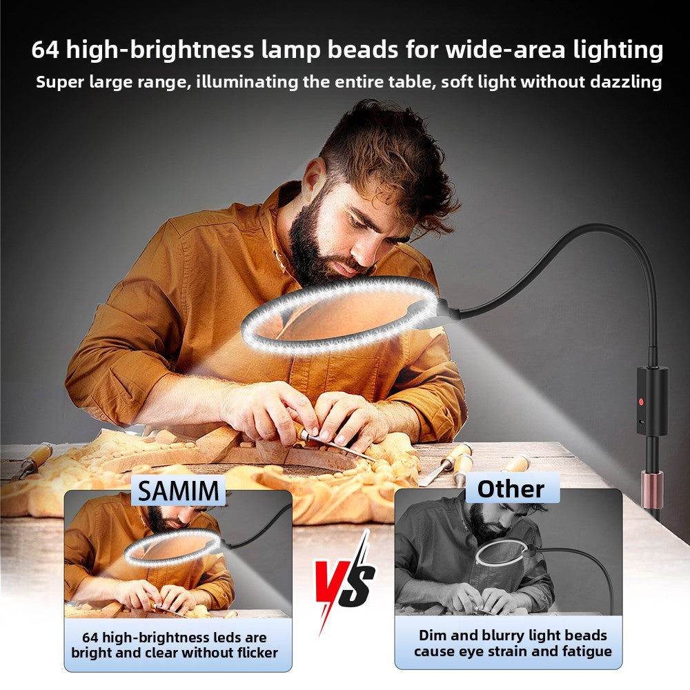 3-in-1 LED Magnifying Glass with 180mm Lens for Reading and Work