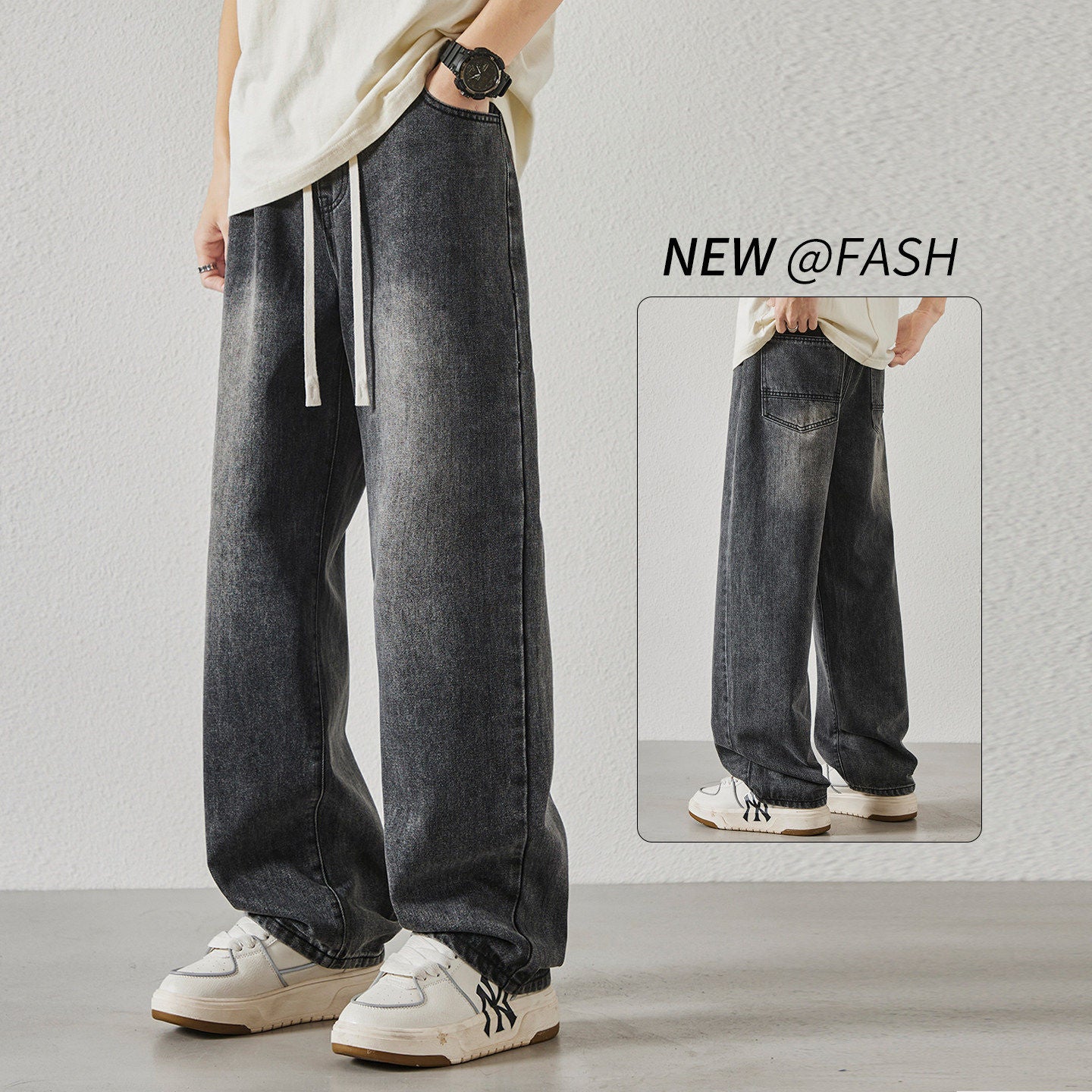 Retro Ice Silk Denim Pants