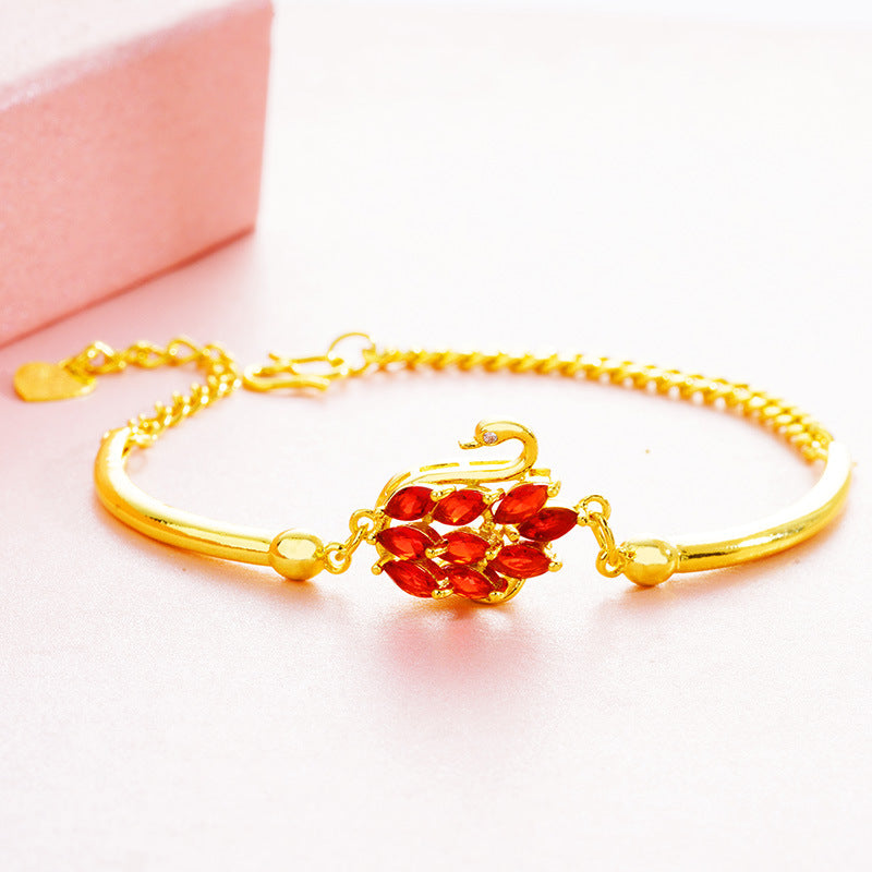 Brass Gold Plated Swan Jewelry Set