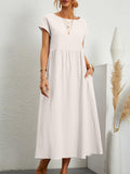 Sleeveless Cotton Linen Pocket Dress