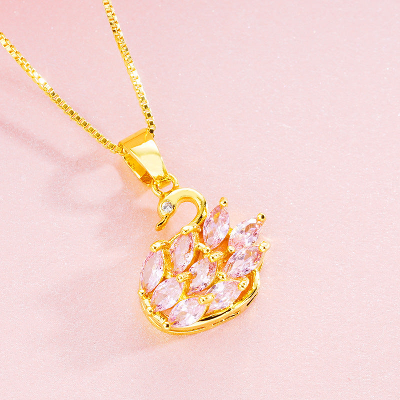 Brass Gold Plated Swan Jewelry Set