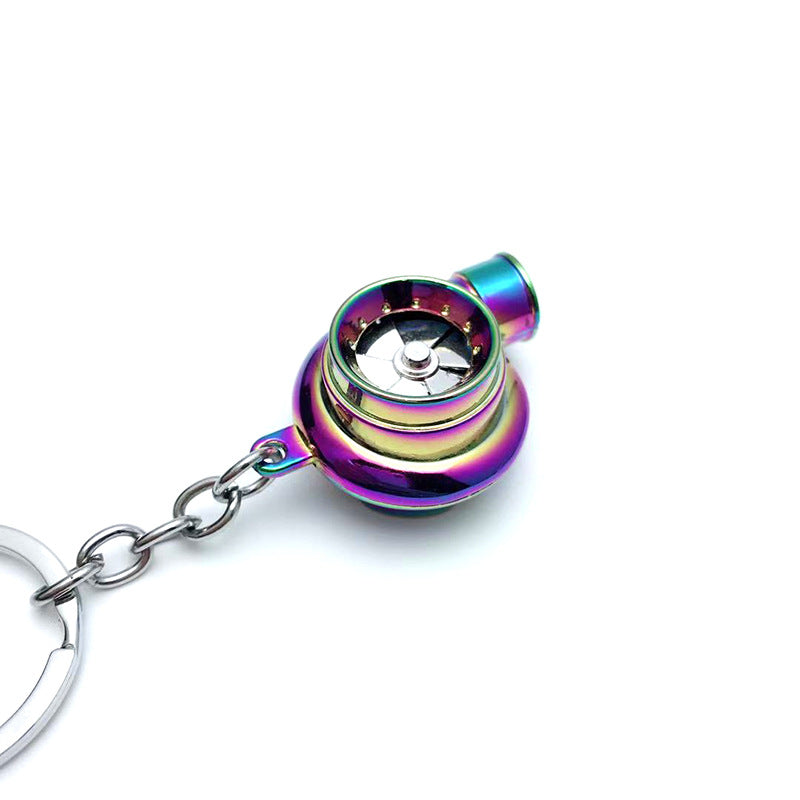 Cross-Border Spot Supply Car Turbine Keychain Metal Creative Luminous Led Turbine Car Keychain Pendant