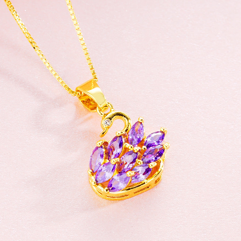 Brass Gold Plated Swan Jewelry Set