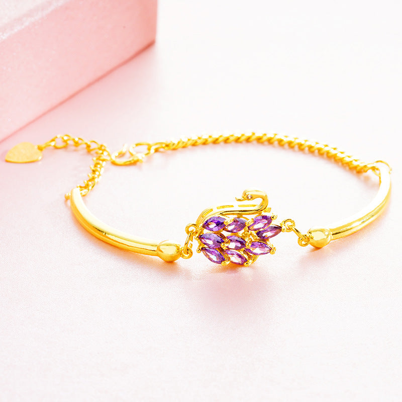 Brass Gold Plated Swan Jewelry Set