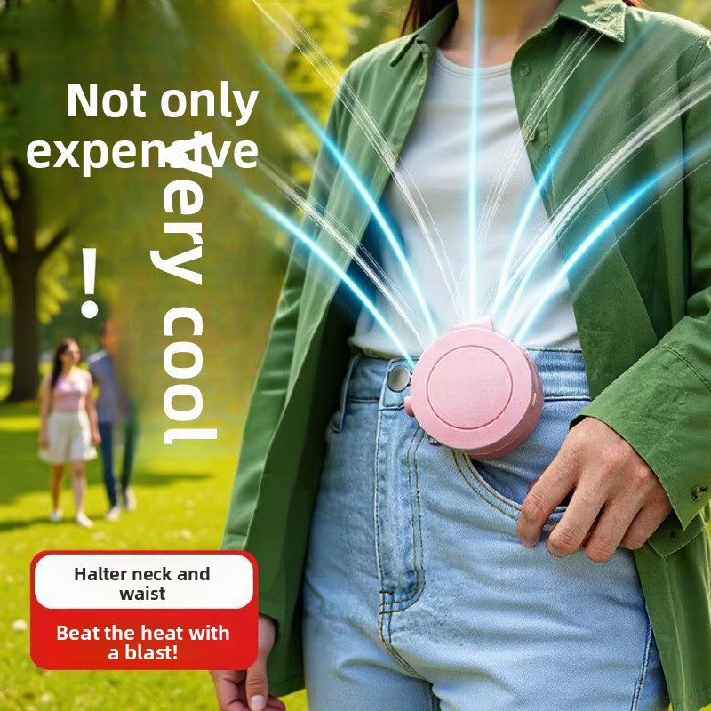 Rechargeable Bladeless Mini Fan with Waist Strap