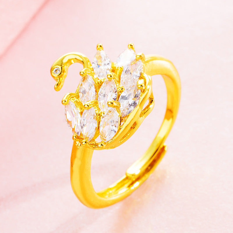 Brass Gold Plated Swan Jewelry Set