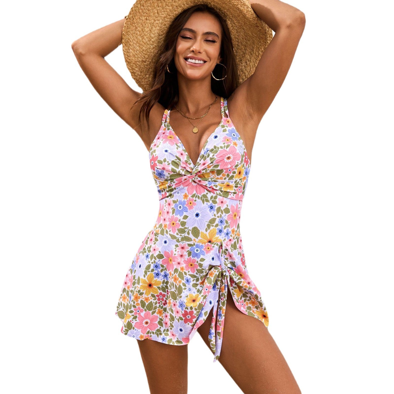 Twist Bag Cross Skirt One-Piece Swimsuit