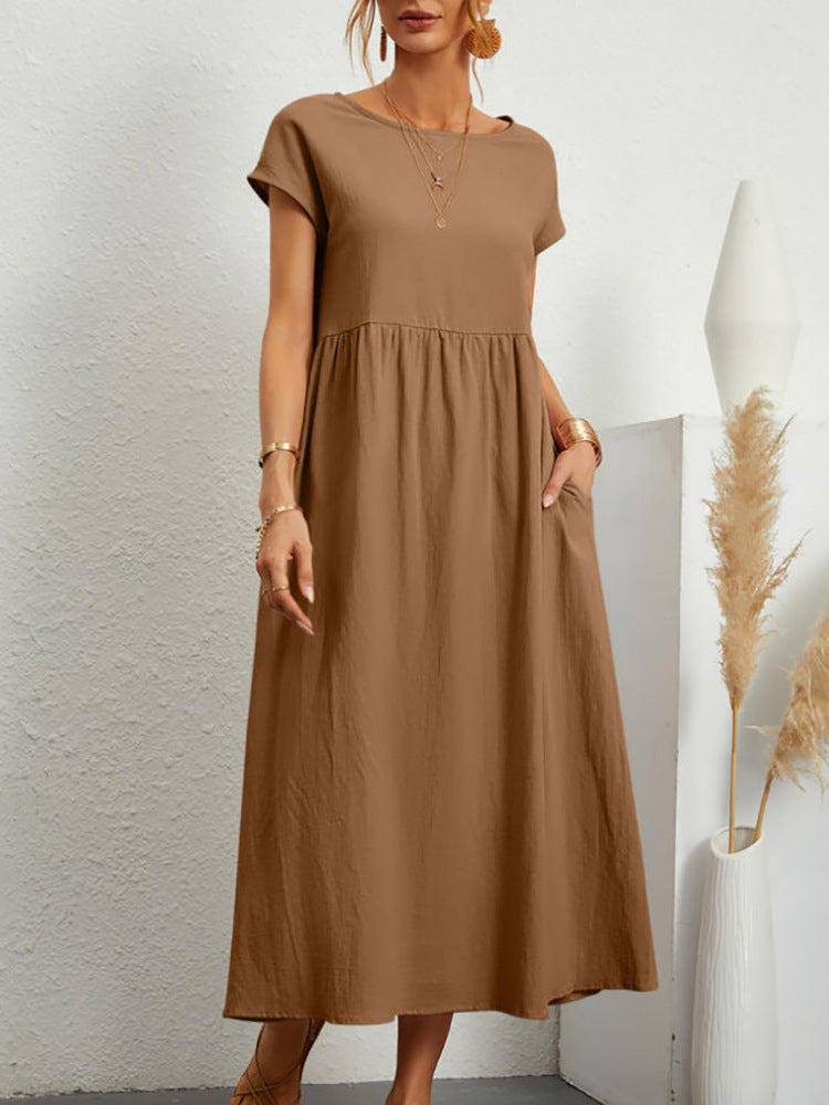 Sleeveless Cotton Linen Pocket Dress