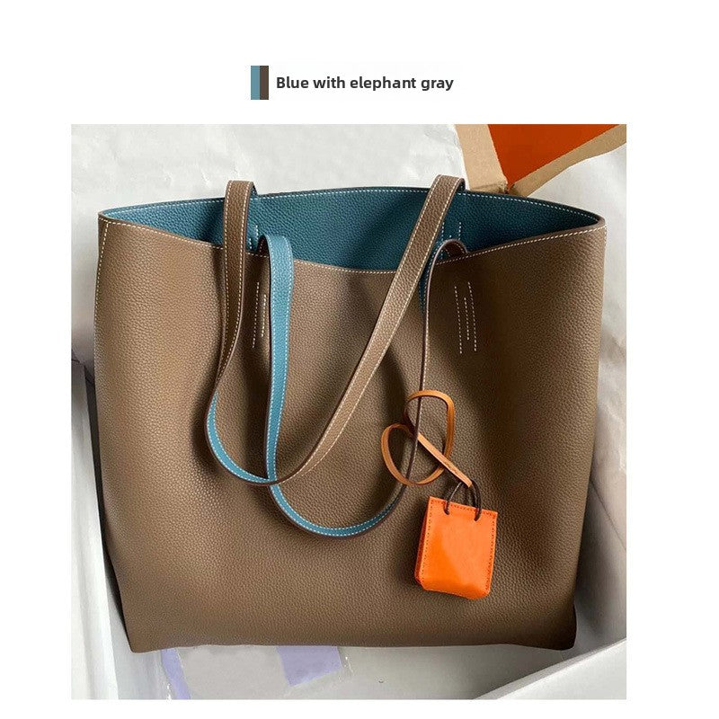 Women's Double-Sided Genuine Leather Tote Bag