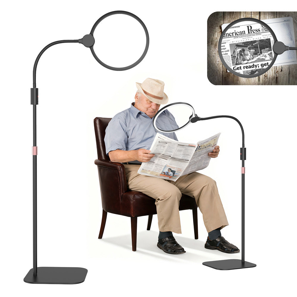 3-in-1 LED Magnifying Glass with 180mm Lens for Reading and Work