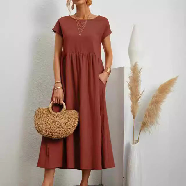 Sleeveless Cotton Linen Pocket Dress
