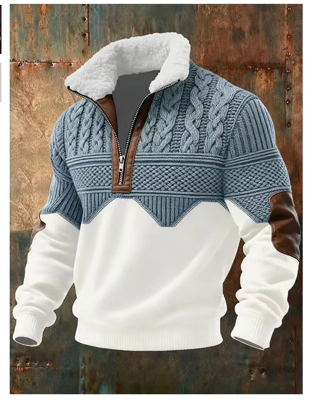 Mens Stand Collar Zipper Sweatshirt