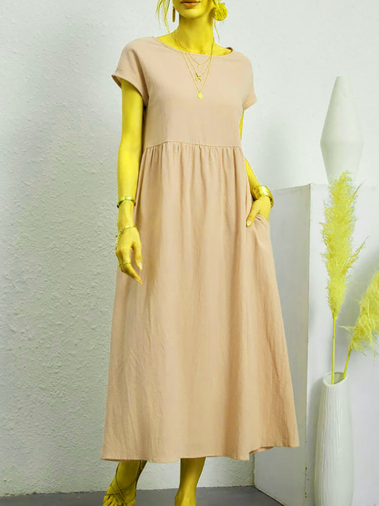 Sleeveless Cotton Linen Pocket Dress