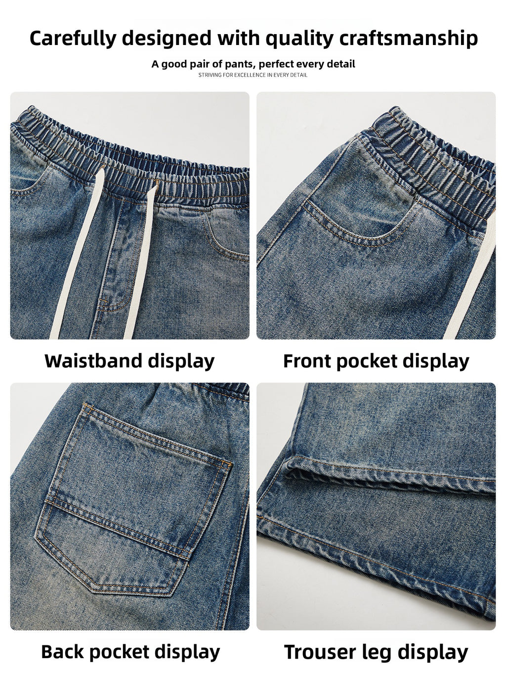 Retro Ice Silk Denim Pants