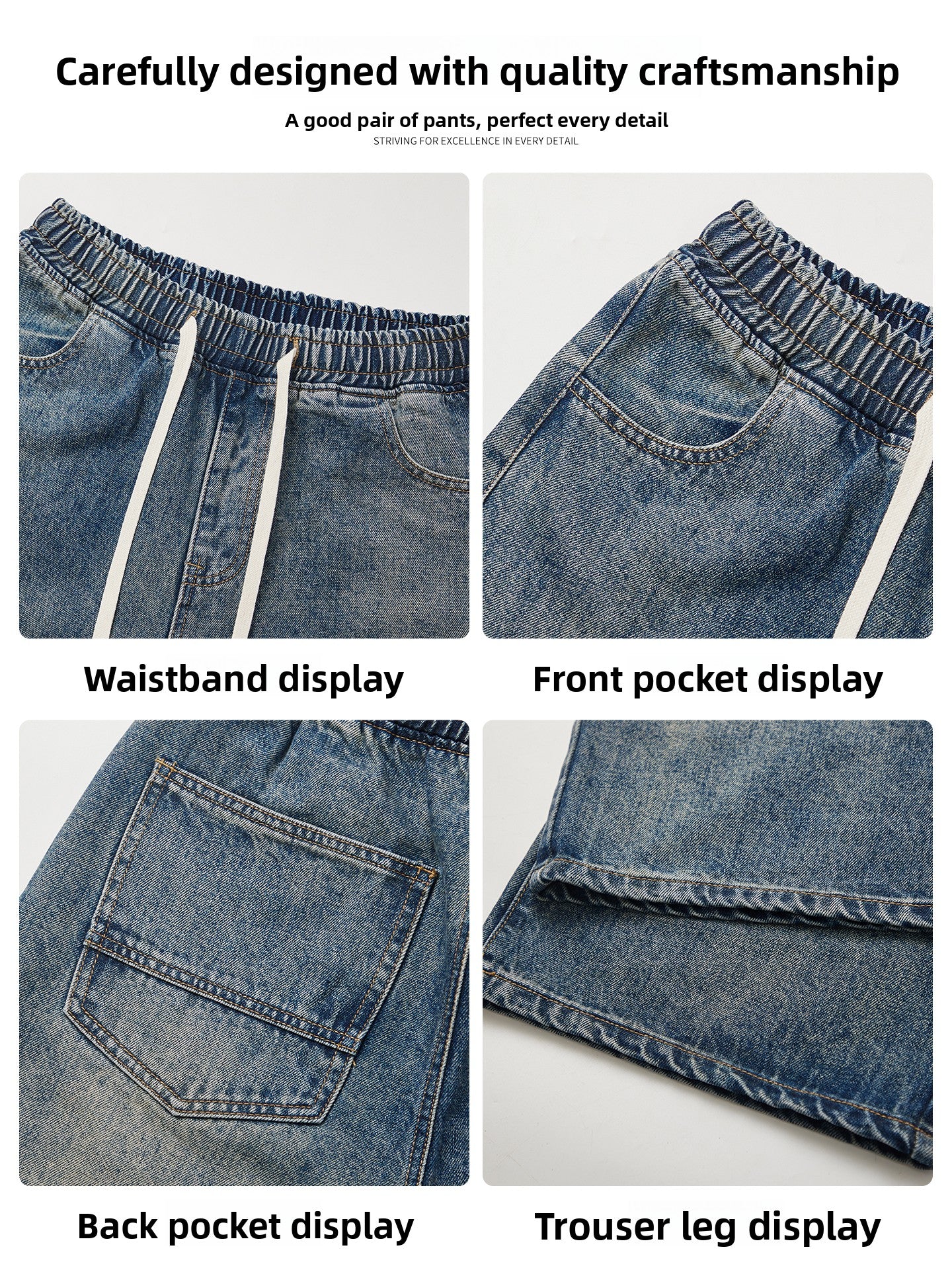Retro Ice Silk Denim Pants