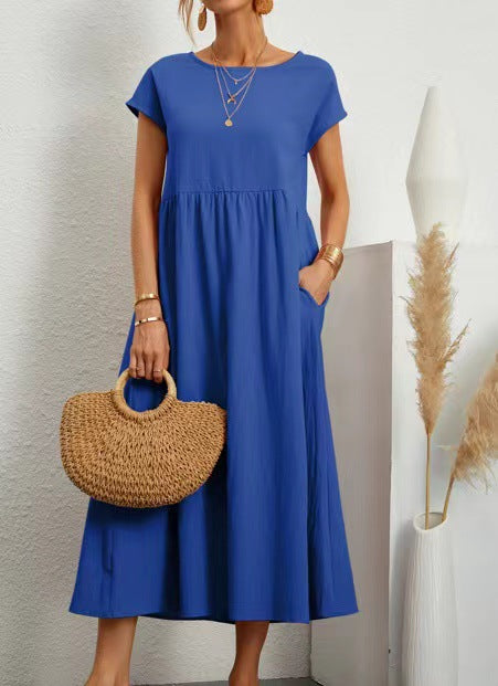 Sleeveless Cotton Linen Pocket Dress
