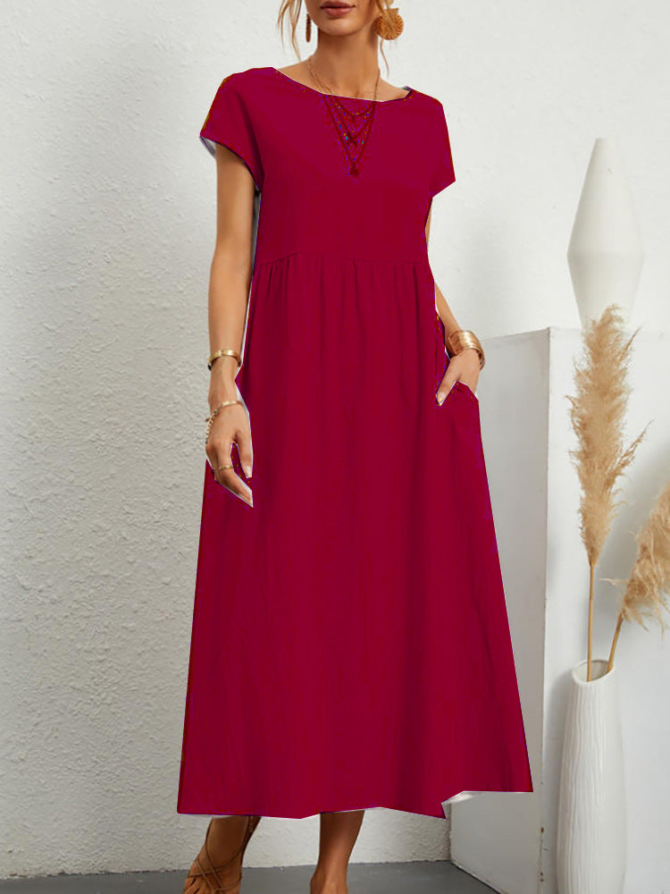 Sleeveless Cotton Linen Pocket Dress